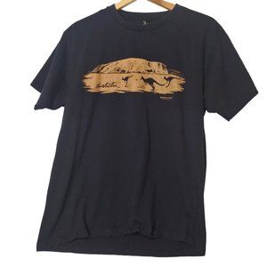 Australia Dream Country Kangaroo Mens Medium T Shirt Black Short Slv Down Under